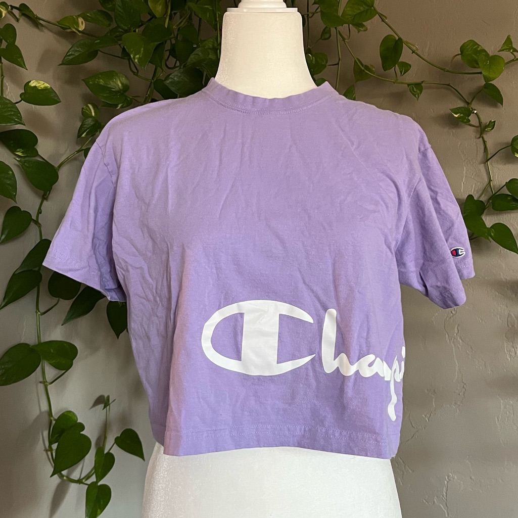 Purple Cropped Champion Tee